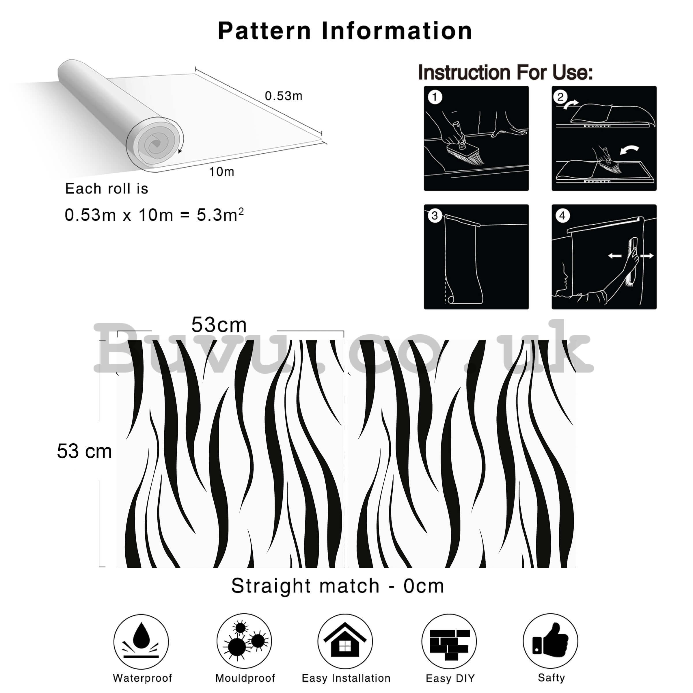 Vinyl wallpaper black-white wave pattern