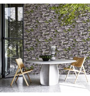 Vinyl wallpaper gray stone wall