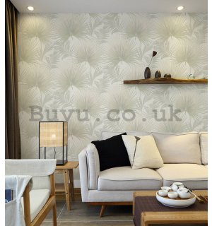 Vinyl wallpaper beige palm leaves