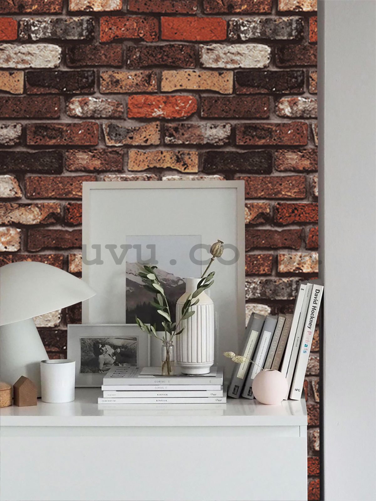 Vinyl wallpaper brick wall reddish brown