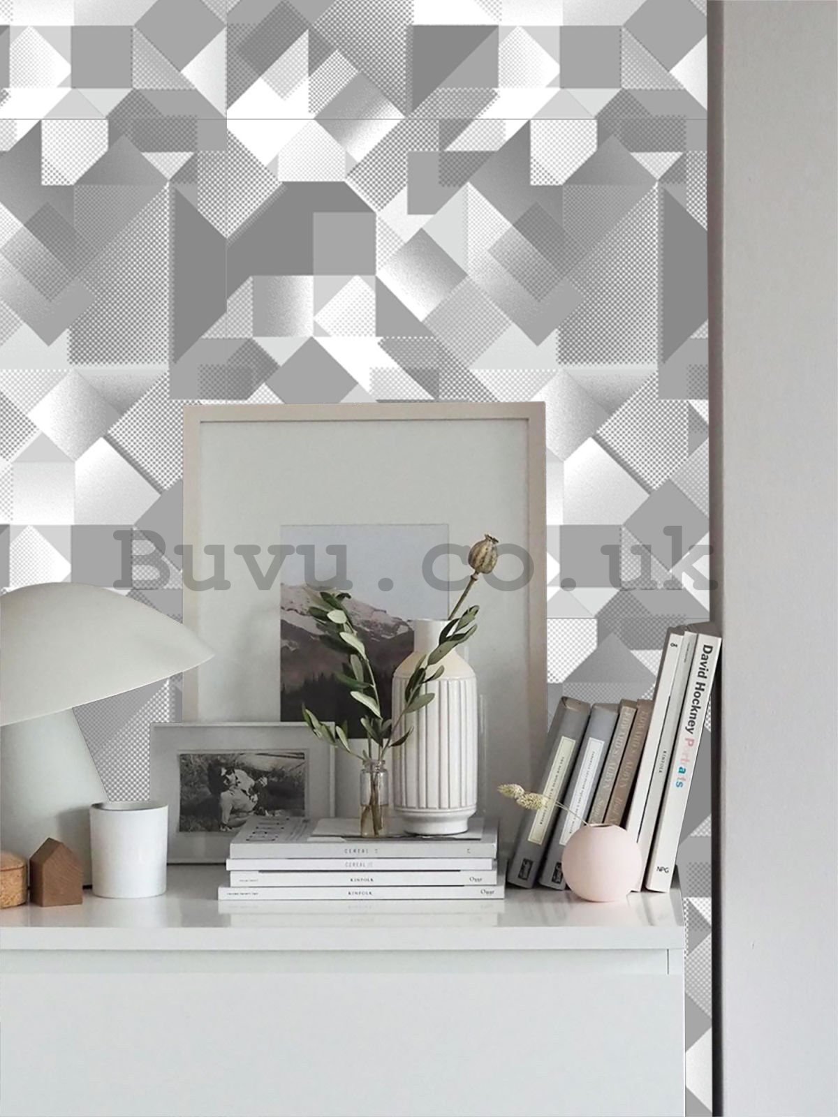 Vinyl wallpaper geometric shapes gray