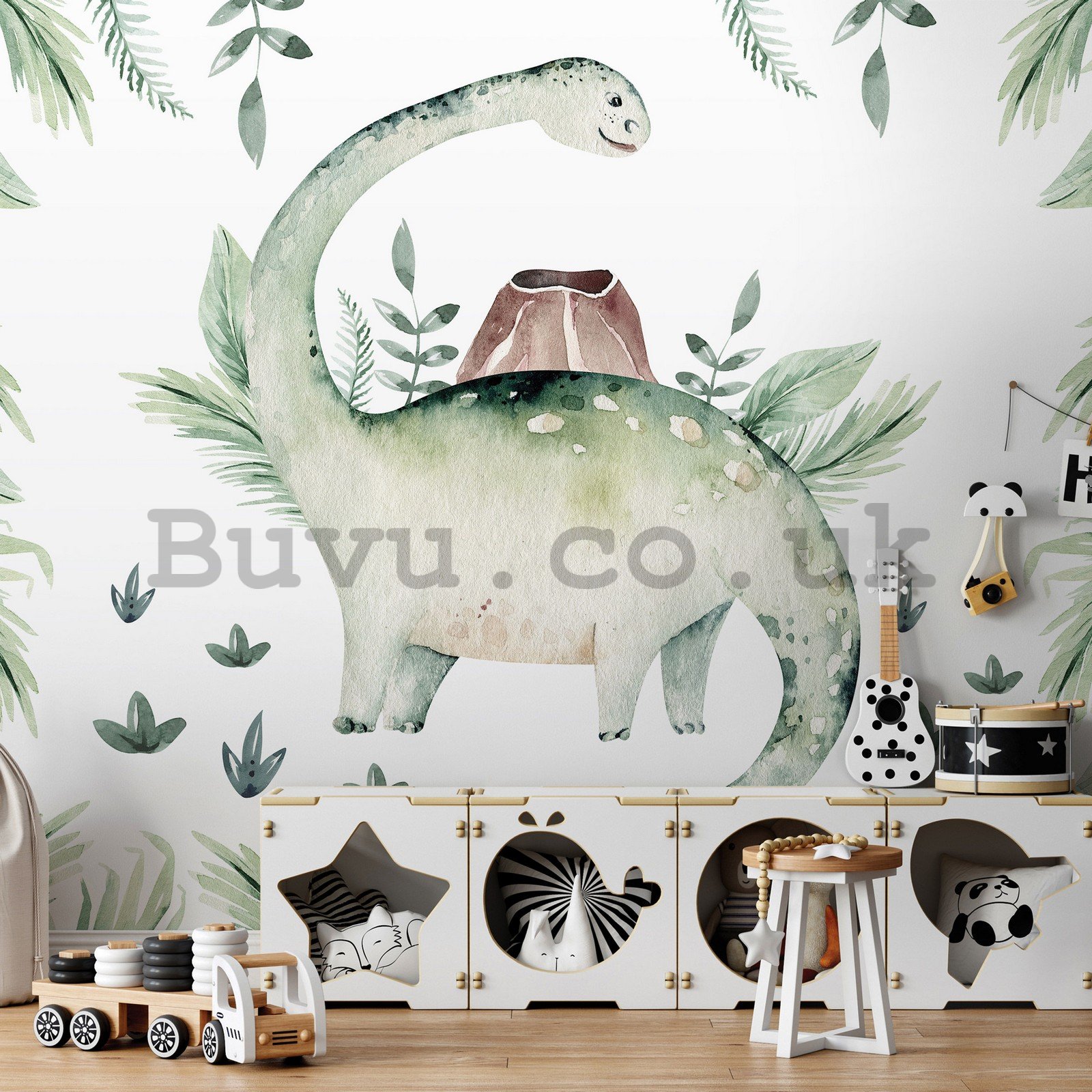 Wall mural vlies: Dinosaur in ferns - 254x184 cm