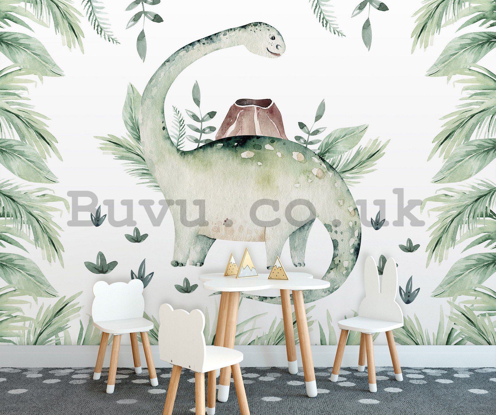 Wall mural vlies: Dinosaur in ferns - 254x184 cm