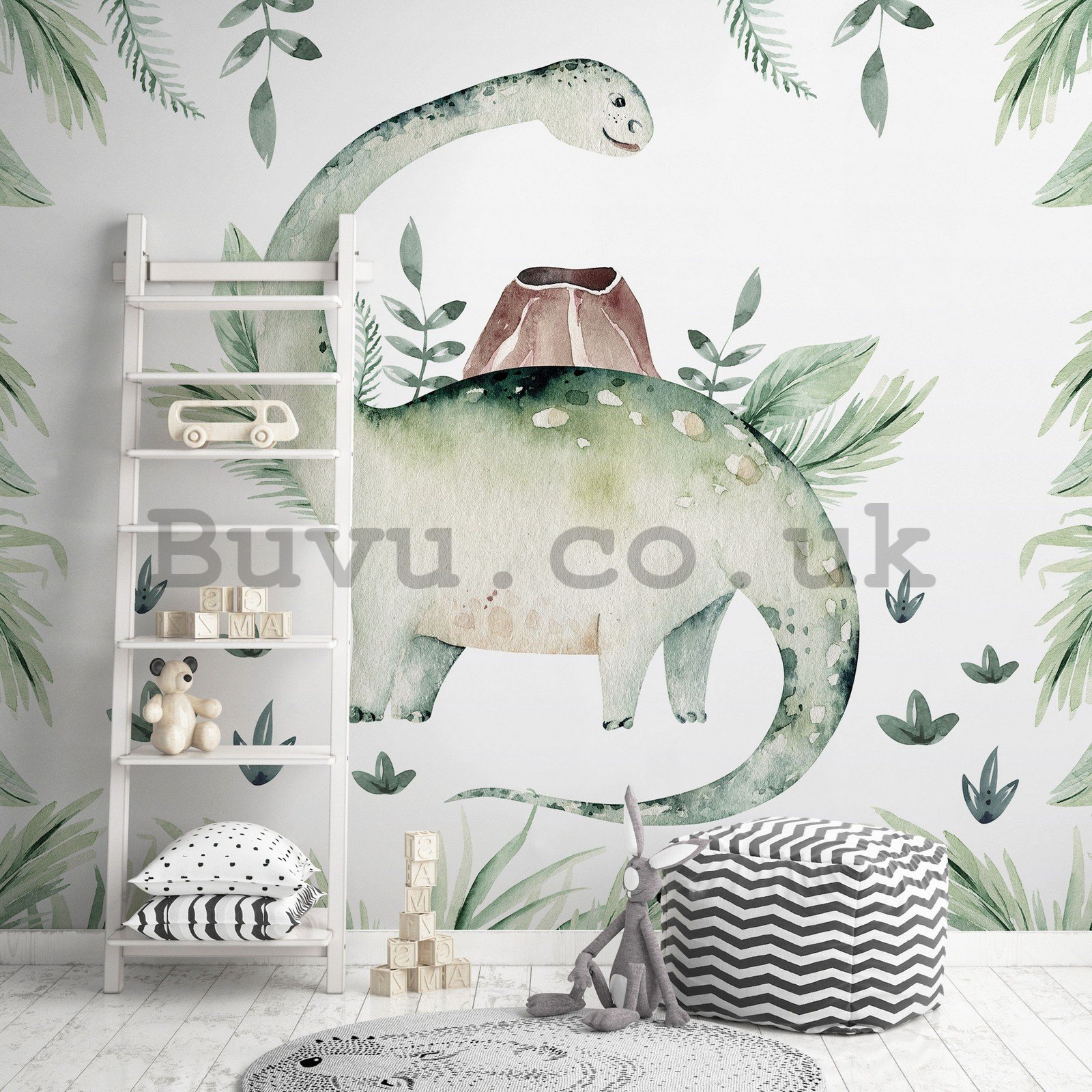Wall mural vlies: Dinosaur in ferns - 368x254 cm