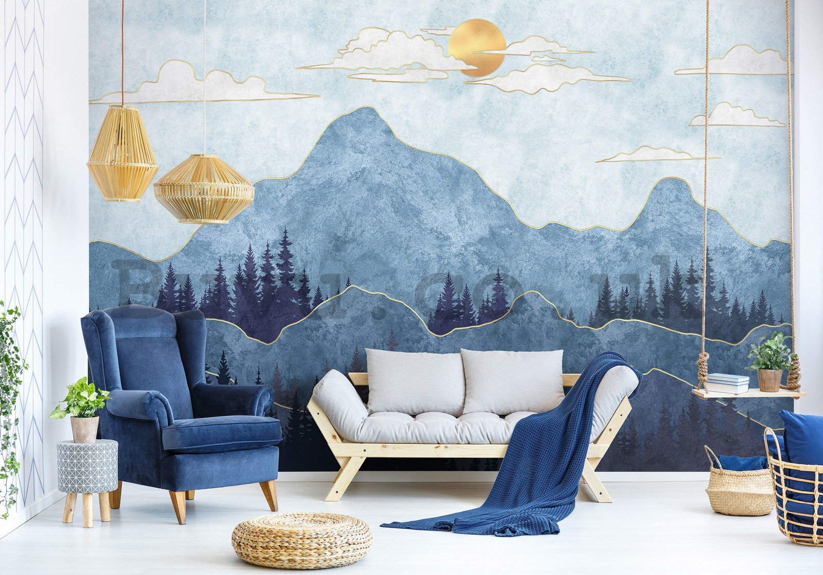 Wall mural vlies: Blue mountains - 254x184 cm