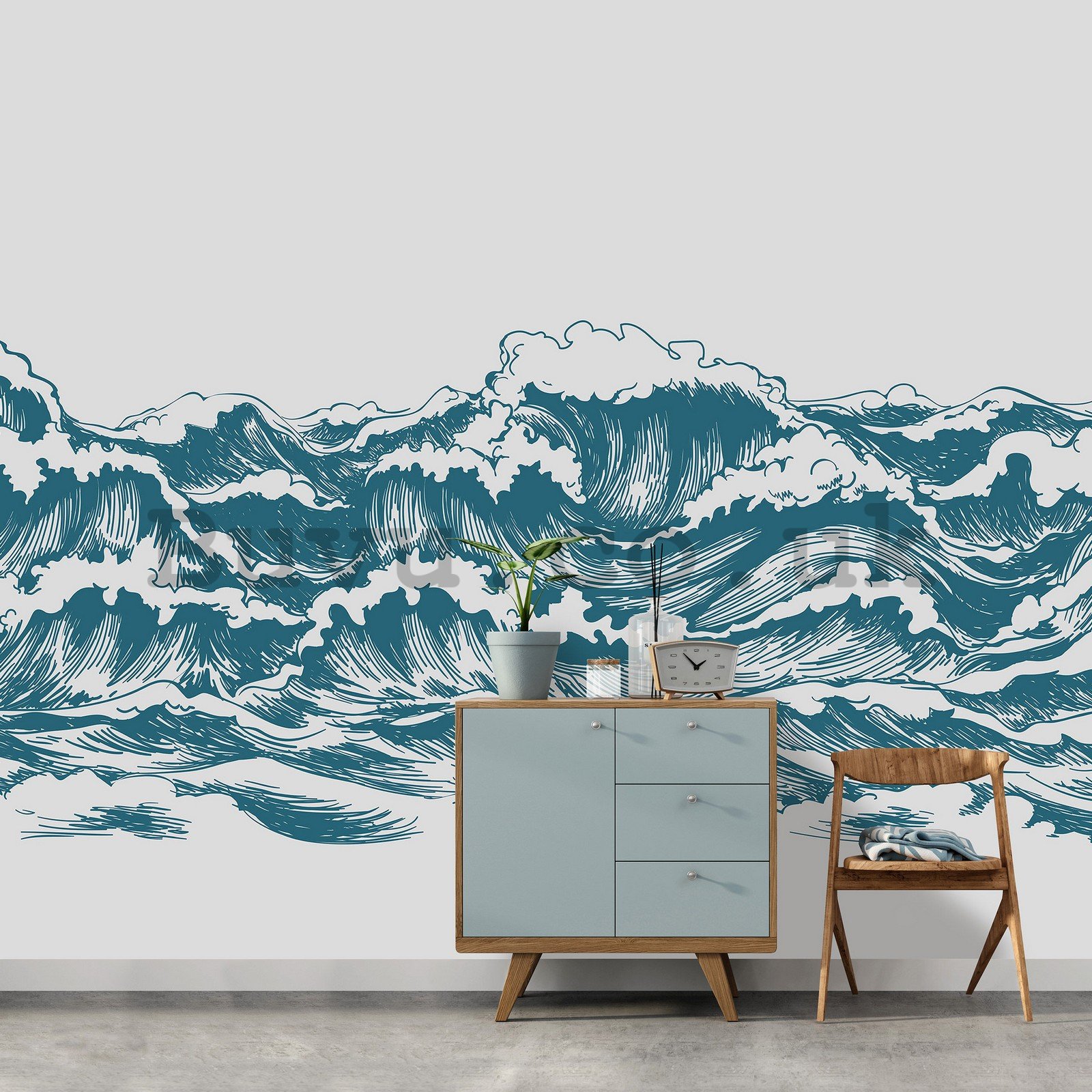 Wall mural vlies: Painted waves - 254x184 cm