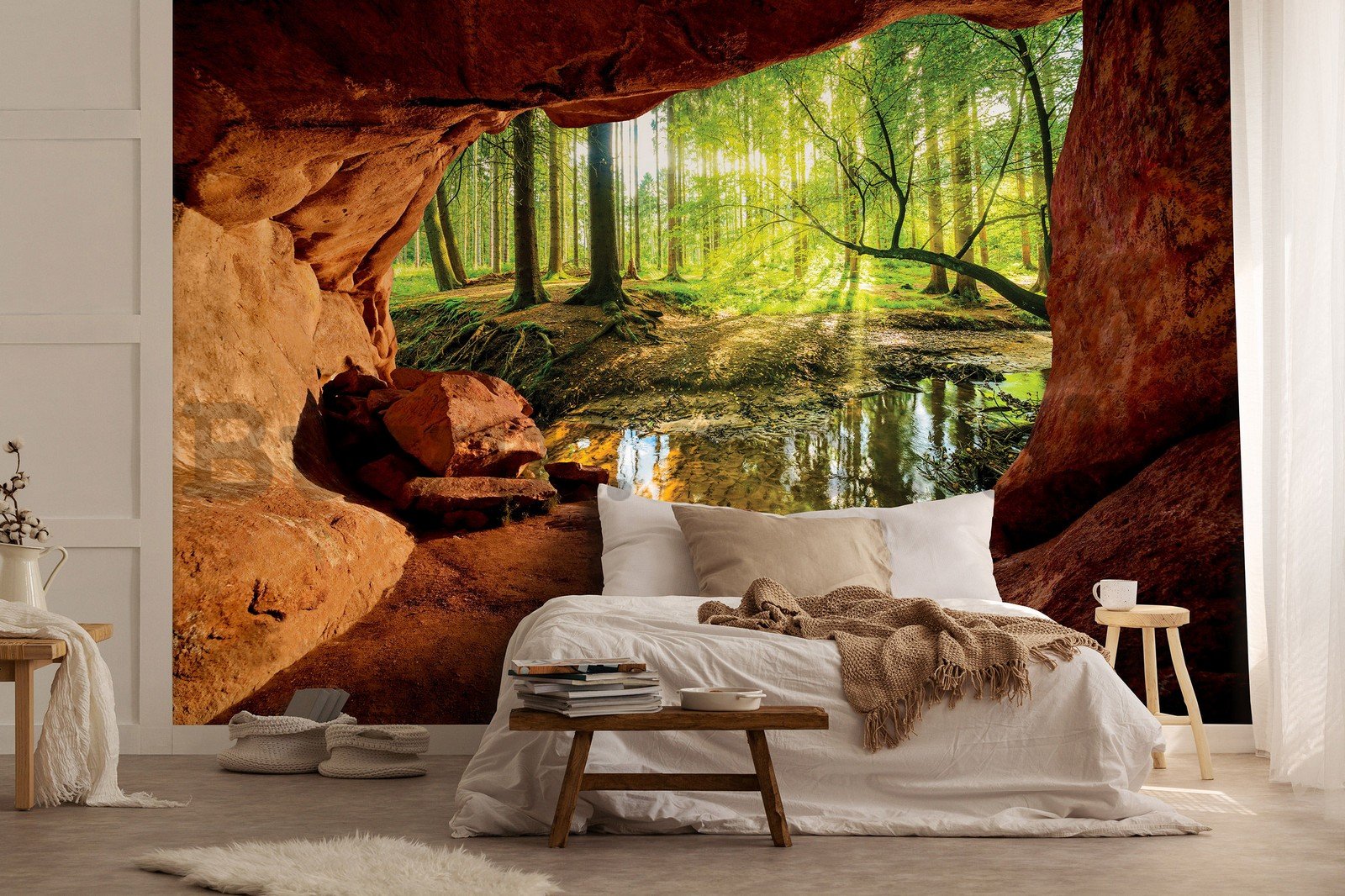 Wall mural vlies: A cave near a floodplain forest - 254x184 cm