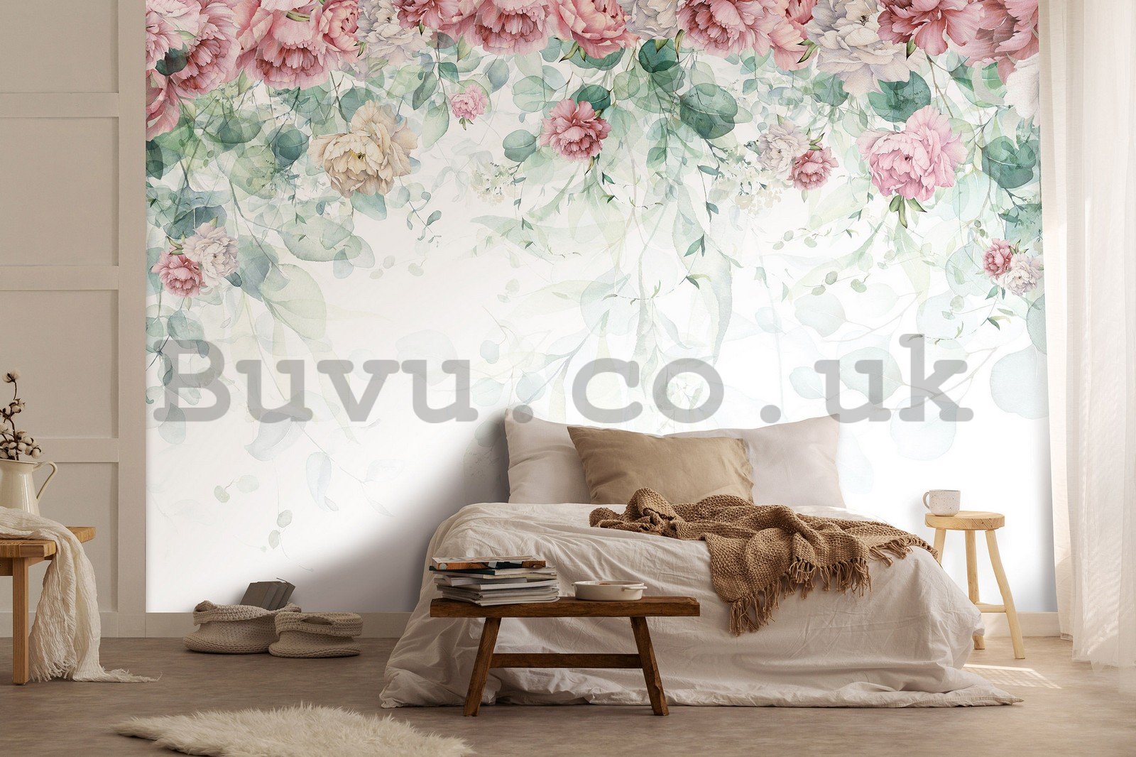 Wall mural vlies: Painted roses - 254x184 cm