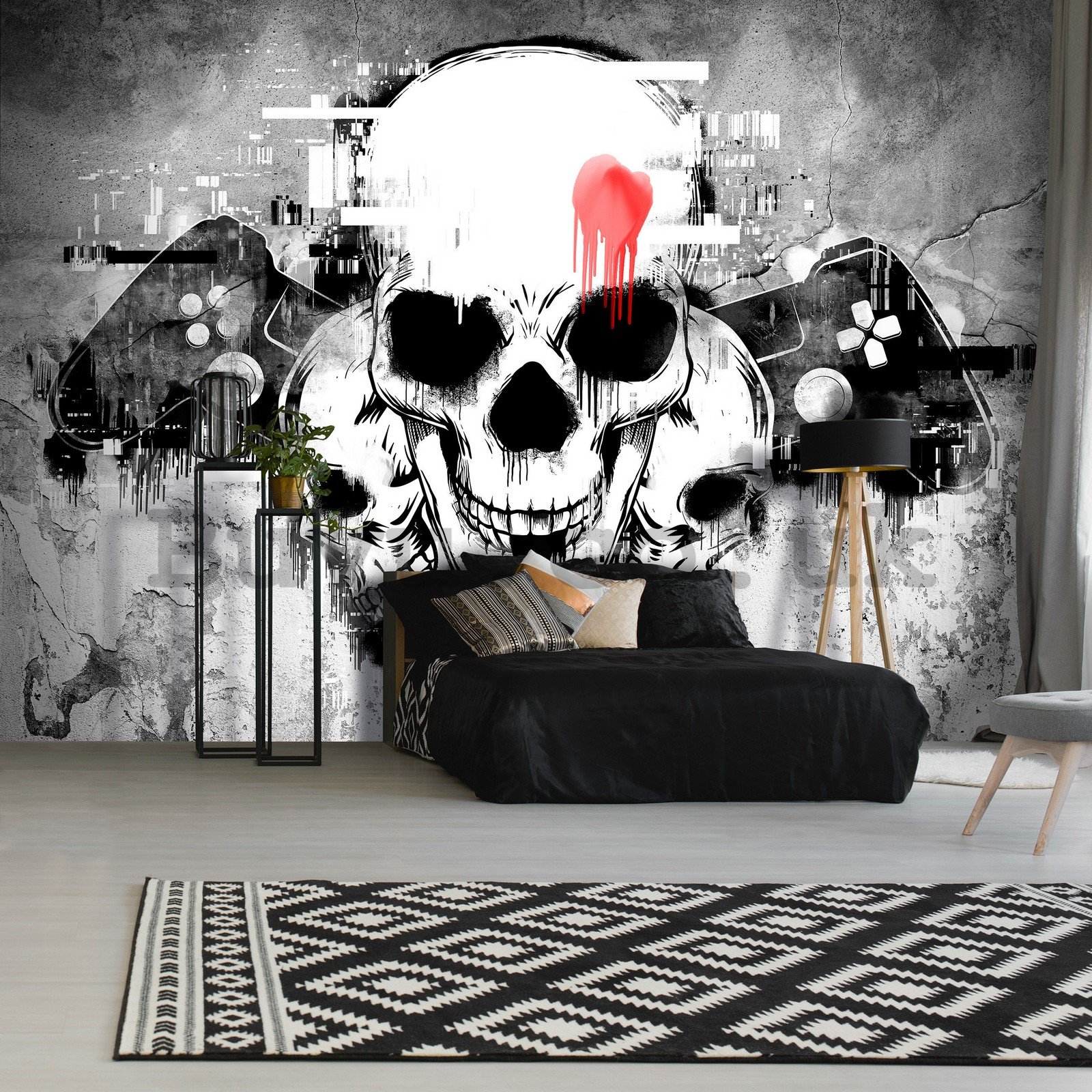 Wall mural vlies: Gamepad & Skull - 368x254 cm