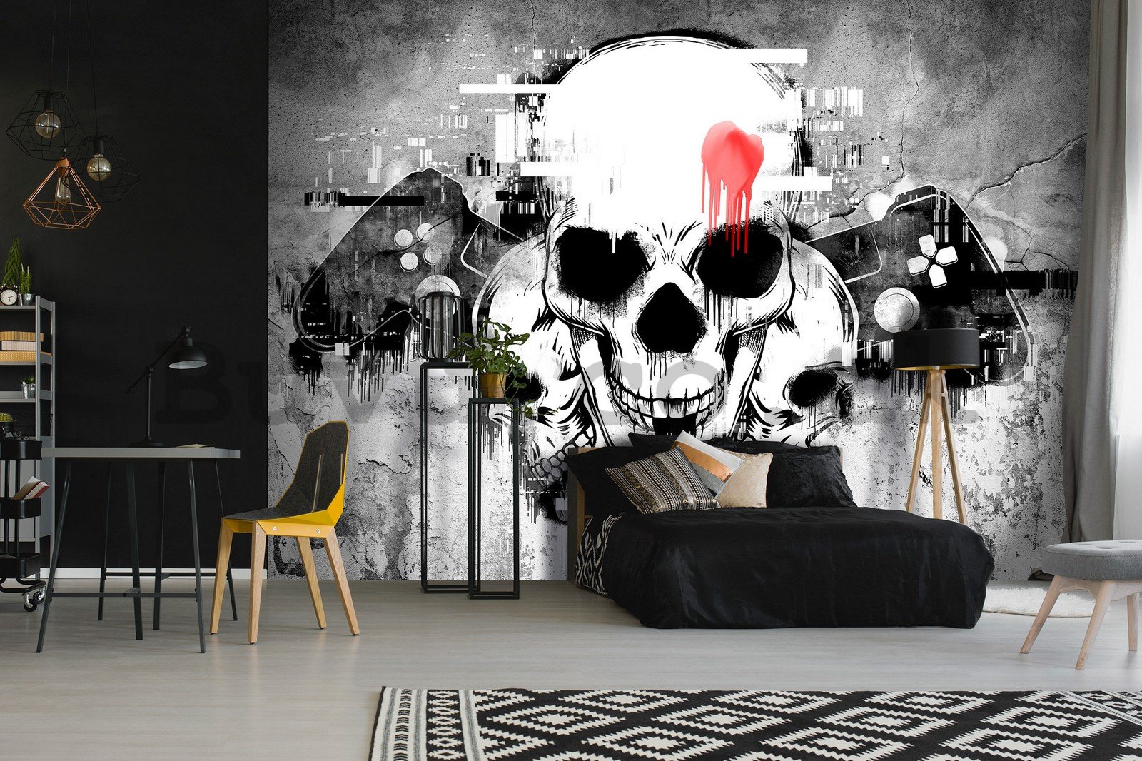 Wall mural vlies: Gamepad & Skull - 368x254 cm