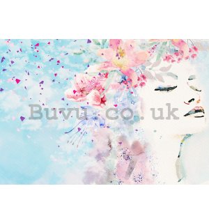 Wall mural vlies: Woman with flowers - 368x254 cm