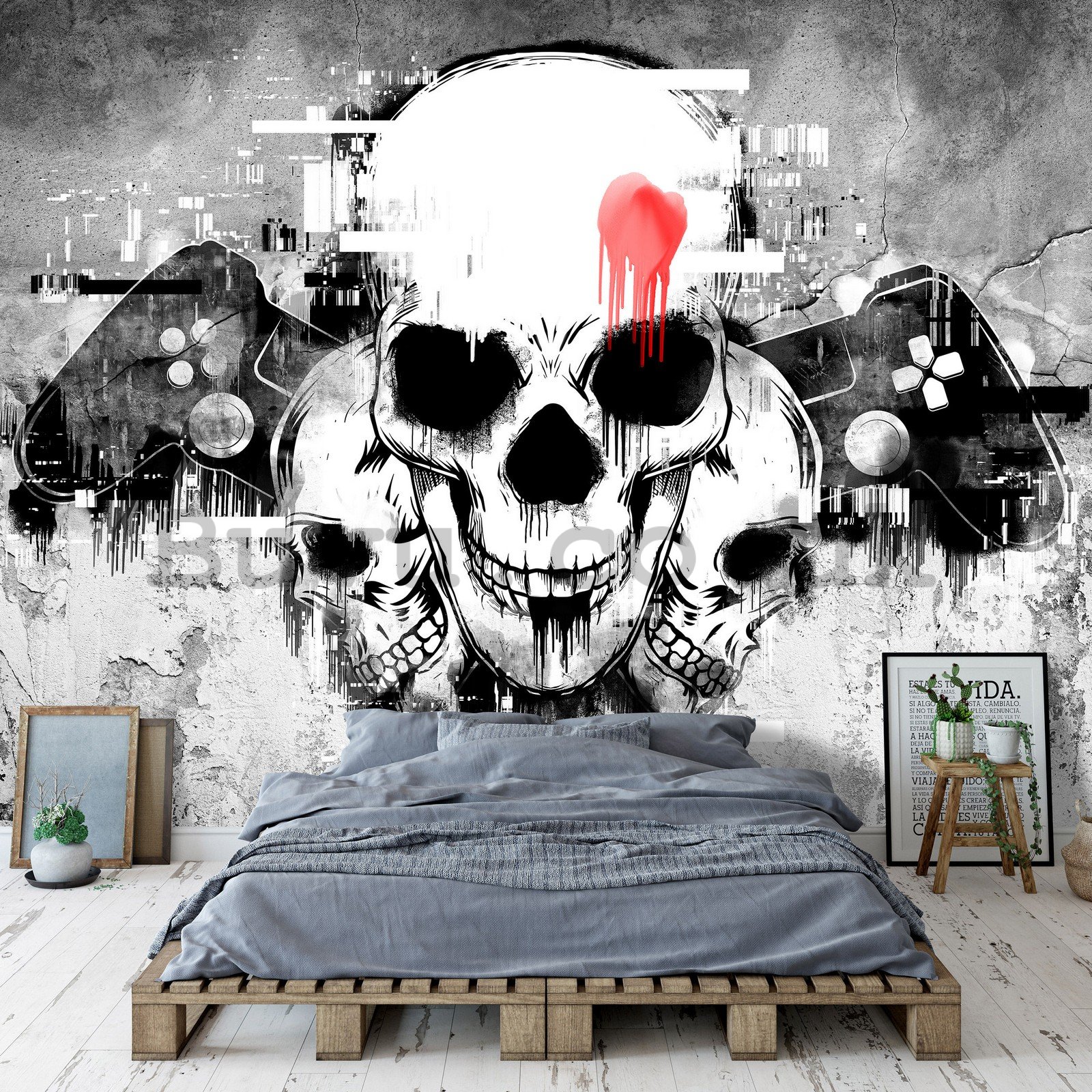 Wall mural vlies: Gamepad & Skull - 152,5x104 cm
