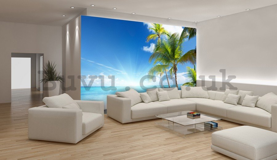 Wall mural vlies: Palms at the beach - 254x184 cm