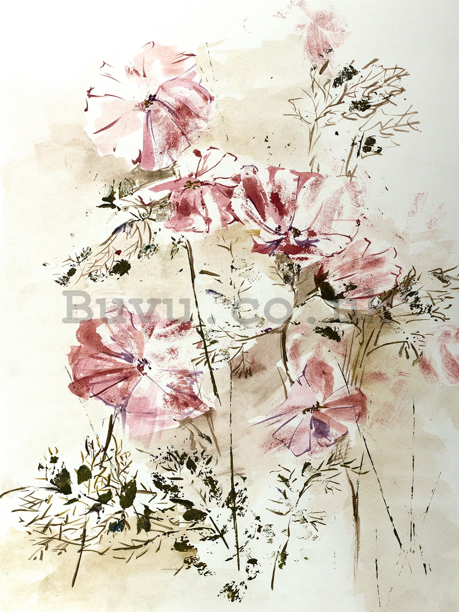 Wall mural vlies: Flower painting (1) - 206x275 cm