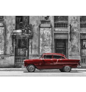 Wall mural vlies: Cuban street red car - 208x146 cm