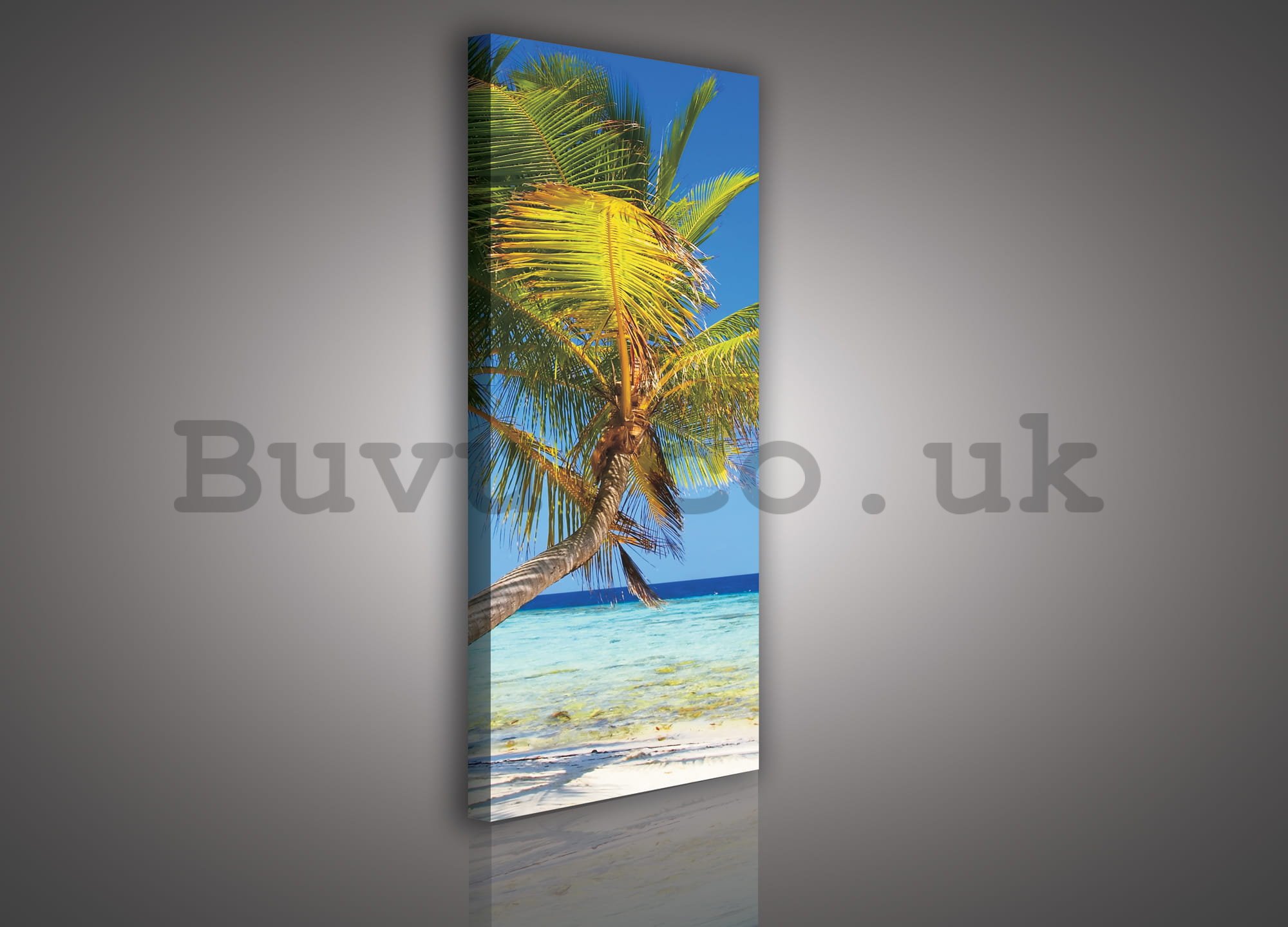 Painting on canvas: Beach with palm - 45x145 cm