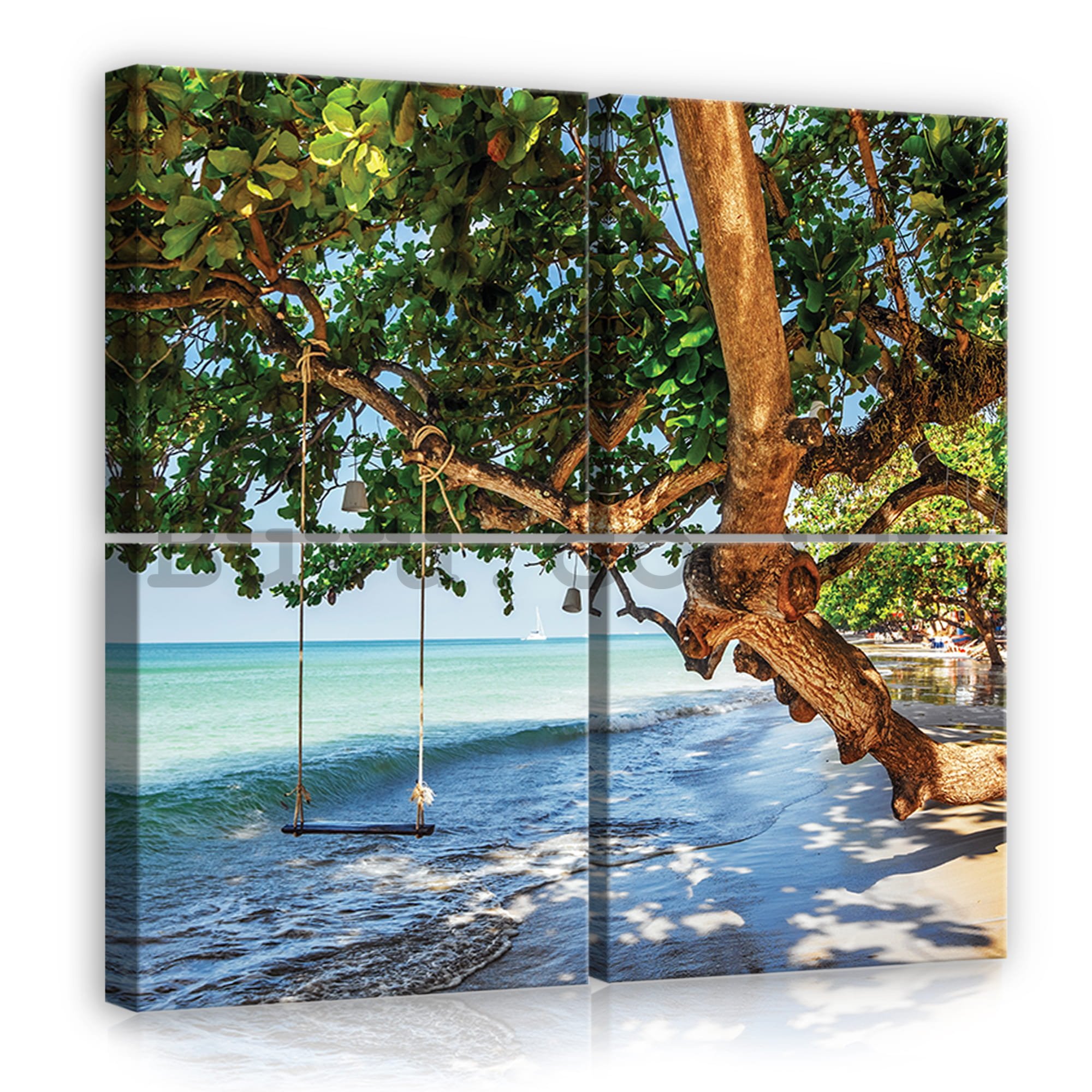 Painting on canvas: Swing on the beach - set 4pcs 25x25cm