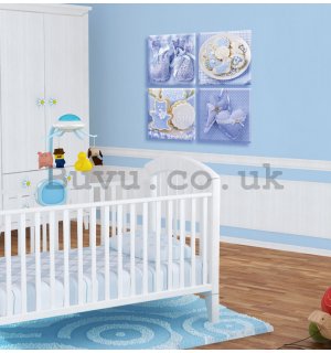 Painting on canvas: Blue baby motifs - set 4pcs 25x25cm