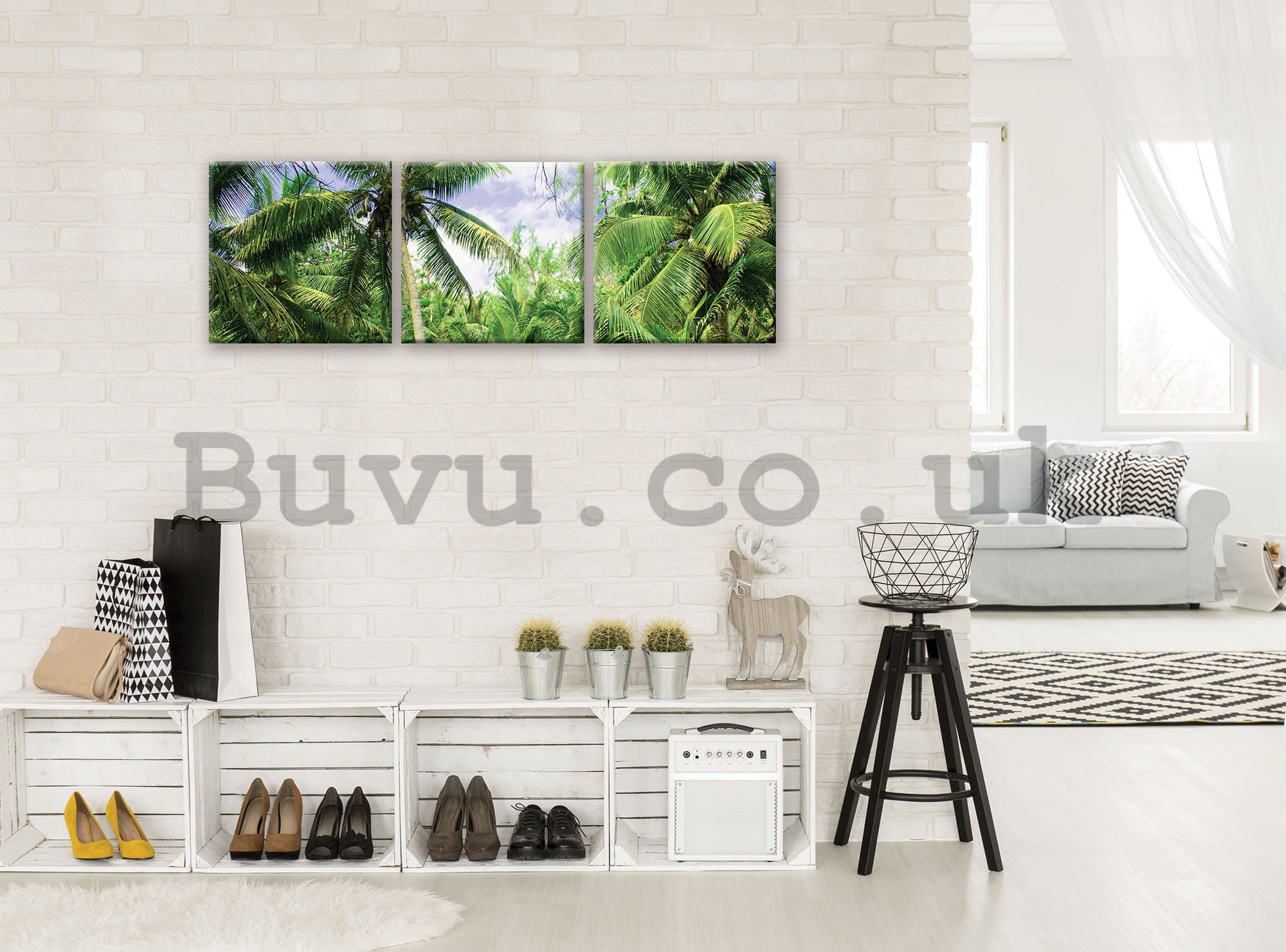 Painting on canvas: Palm trees - set 3pcs 25x25cm