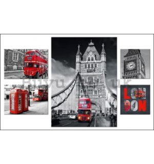 Painting on canvas: London landmarks - set of 1pc 48x66cm, 2pc 32x21.8cm and 2pc 21.8x21.8cm