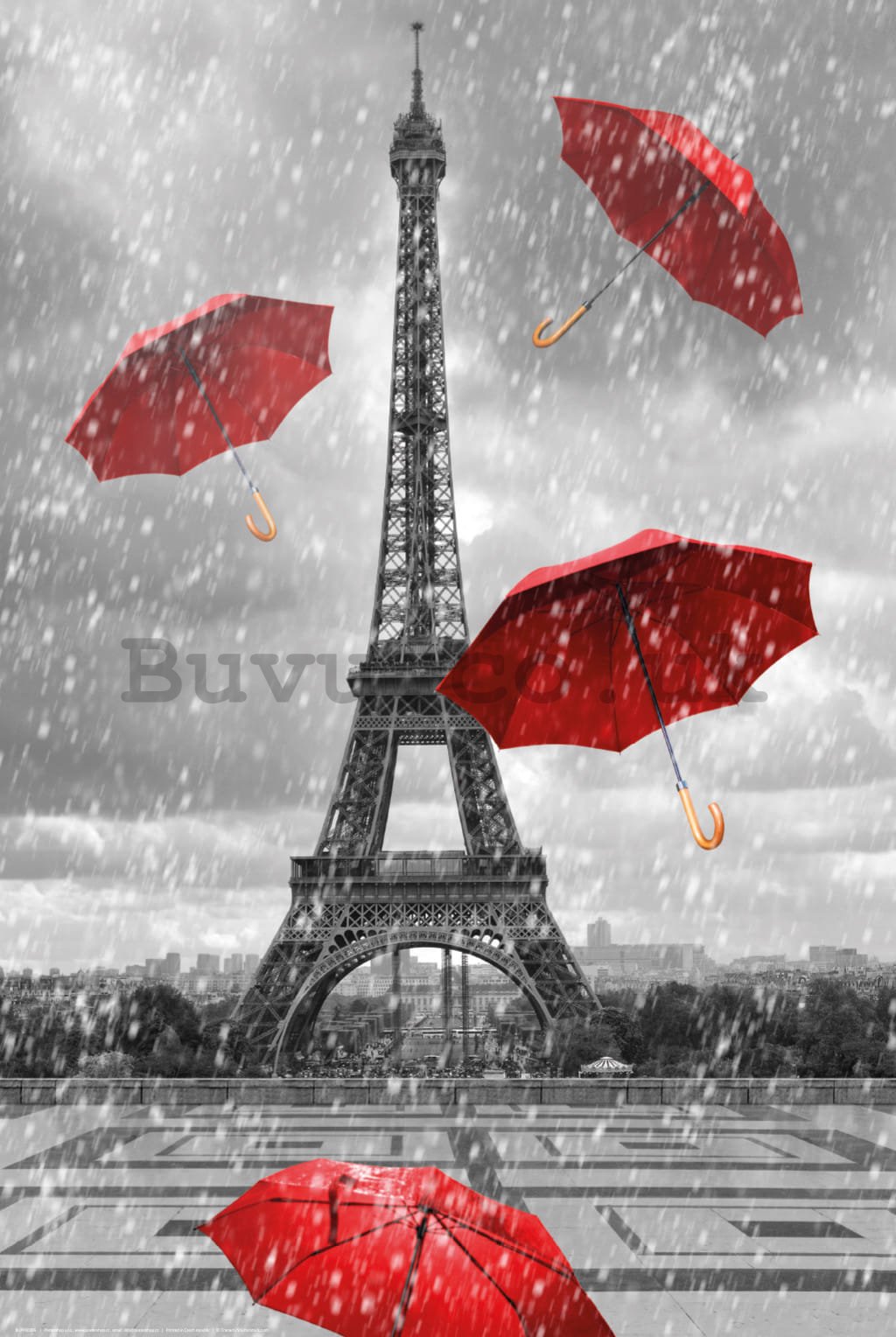Poster: Eiffel Tower and umbrellas