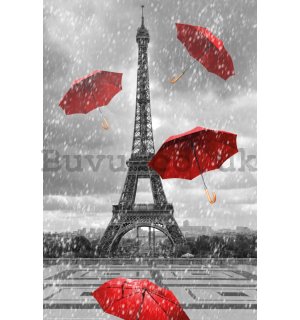 Poster: Eiffel Tower and umbrellas