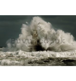 Poster: Stormy sea and lighthouse