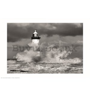 Poster: Penmon Point Lighthouse (Black and White)