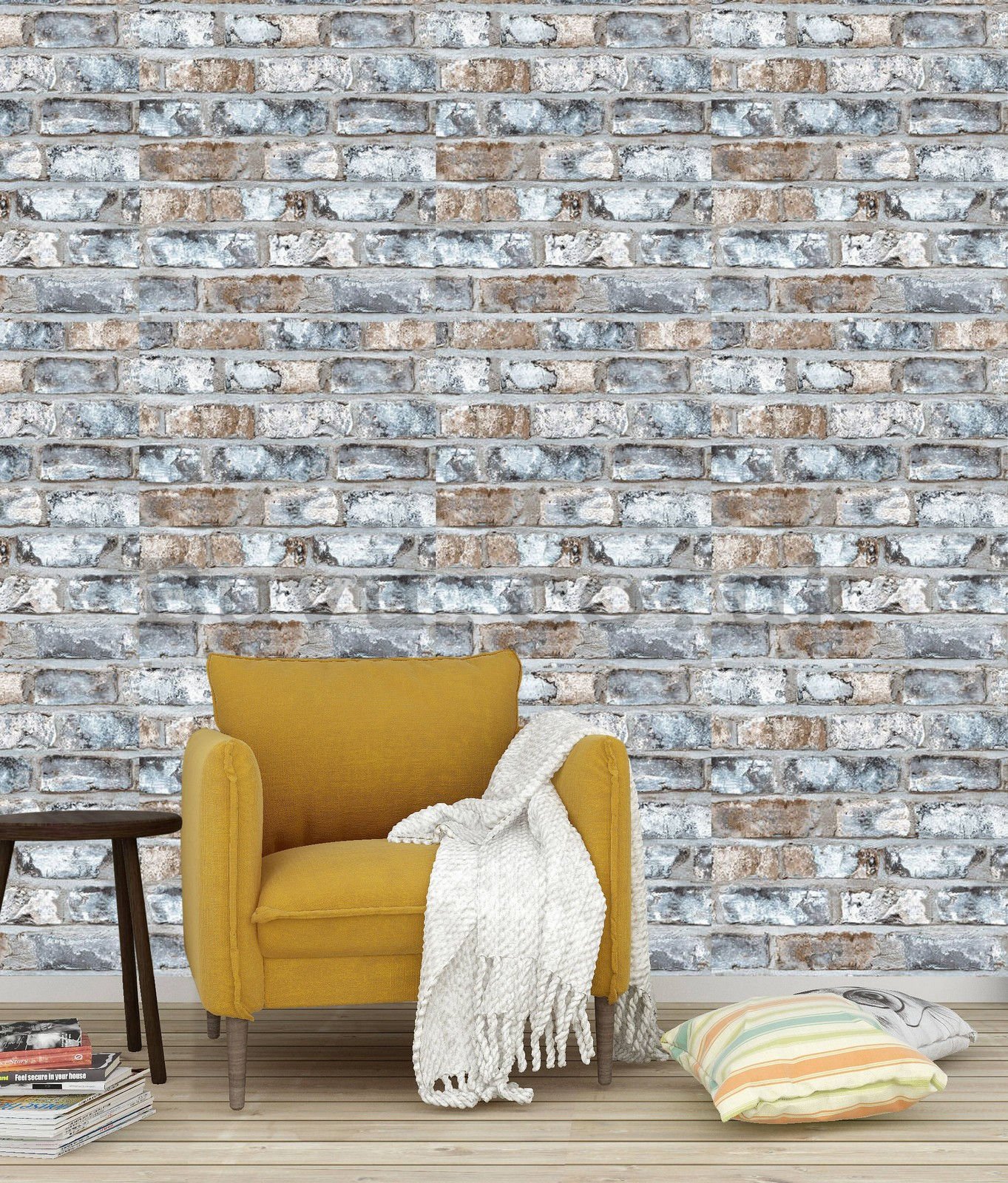 Vinyl wallpaper brick wall - mix of colors (2)