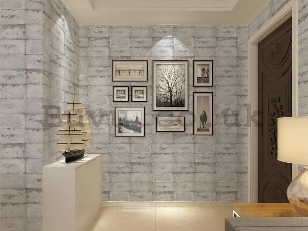 Vinyl wallpaper brick wall gray pattern
