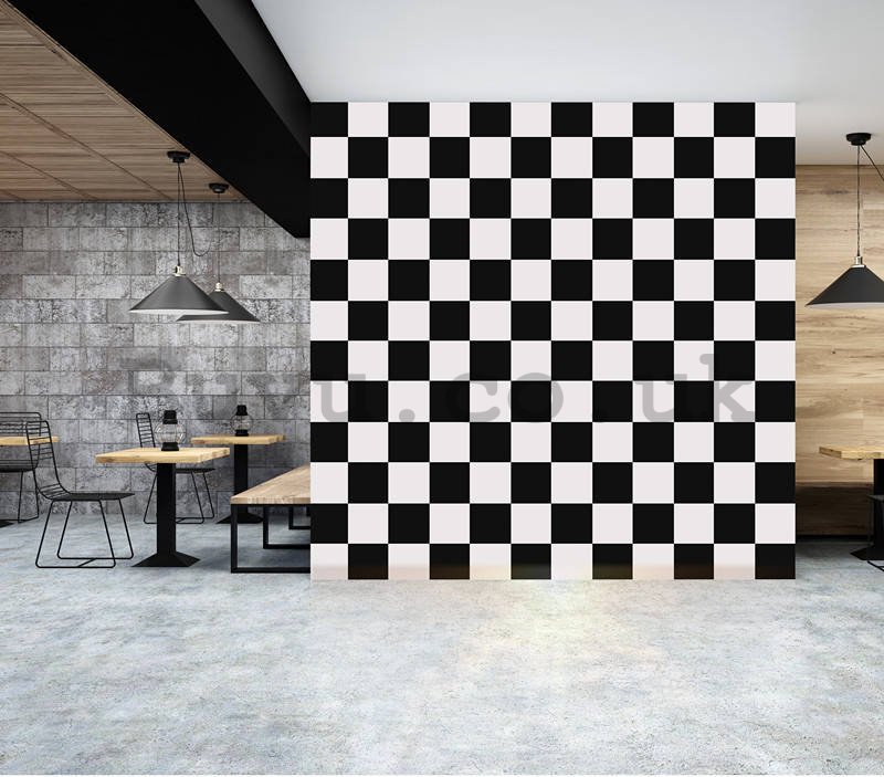 Vinyl wallpaper black-white dice - chessboard