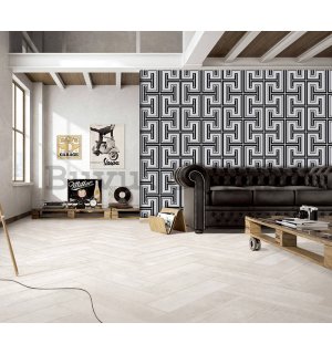 Vinyl wallpaper black-gray maze