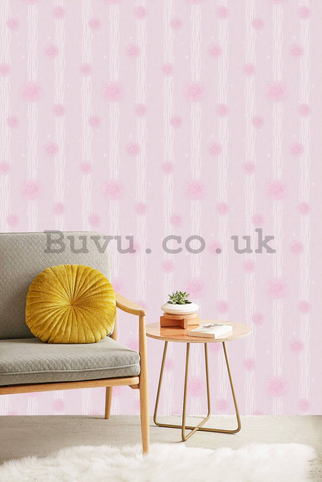 Vinyl wallpaper tiny pink flowers on pink background