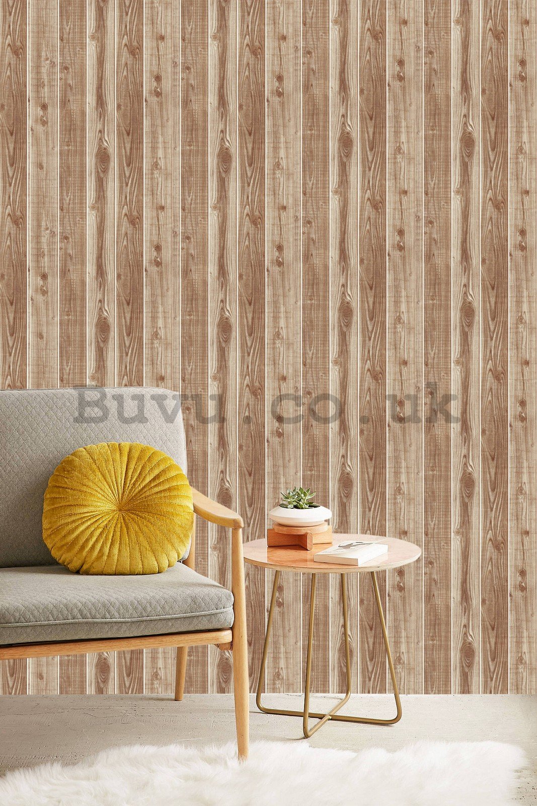 Vinyl wallpaper wood brown highlights