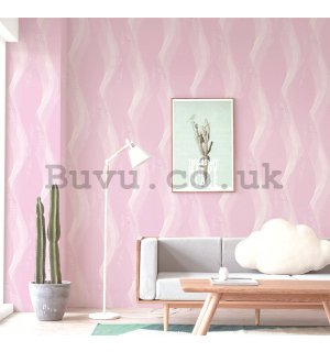 Vinyl wallpaper pink wavy lines