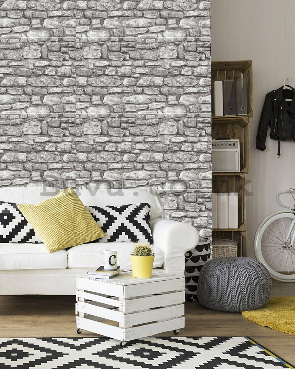 Vinyl wallpaper gray brick