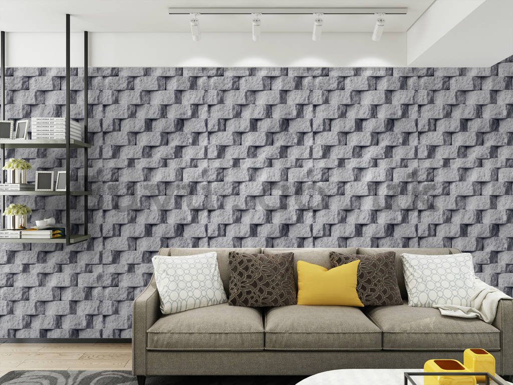 Vinyl wallpaper gray brick wall (2)