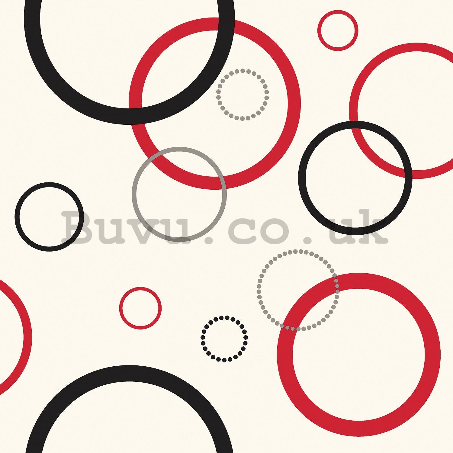 Vinyl wallpaper large red-black circles