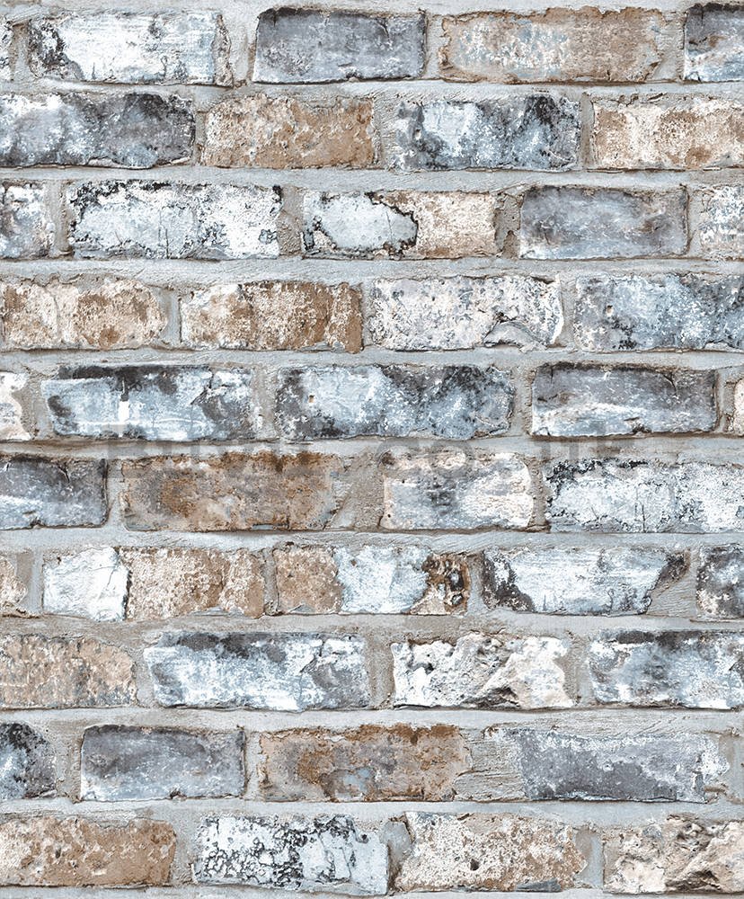 Vinyl wallpaper gray-brown brick wall