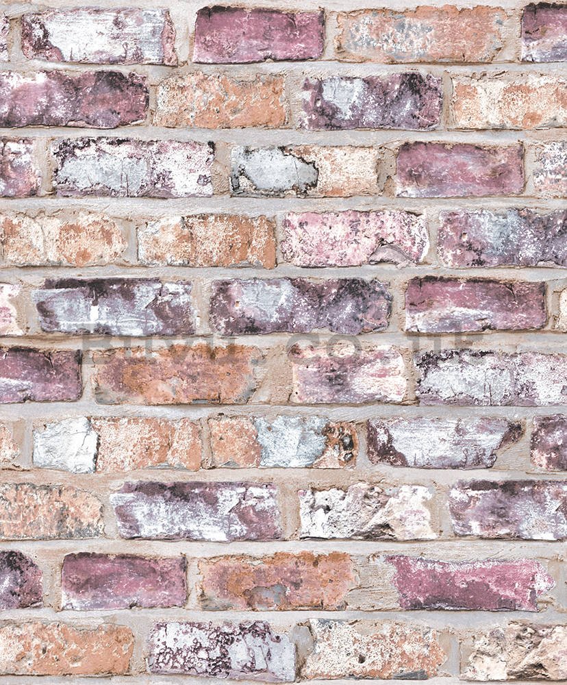 Vinyl wallpaper orange-purple bricks