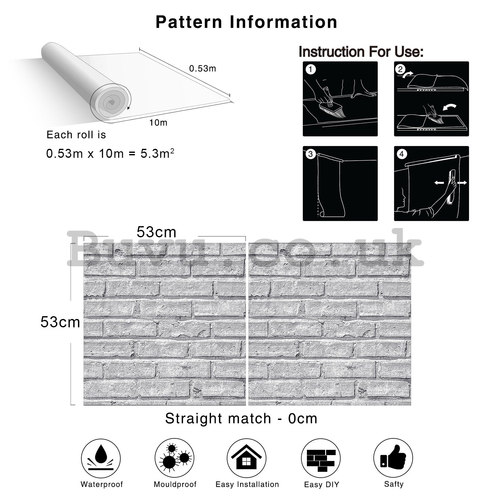 Vinyl wallpaper gray brick wall (3)