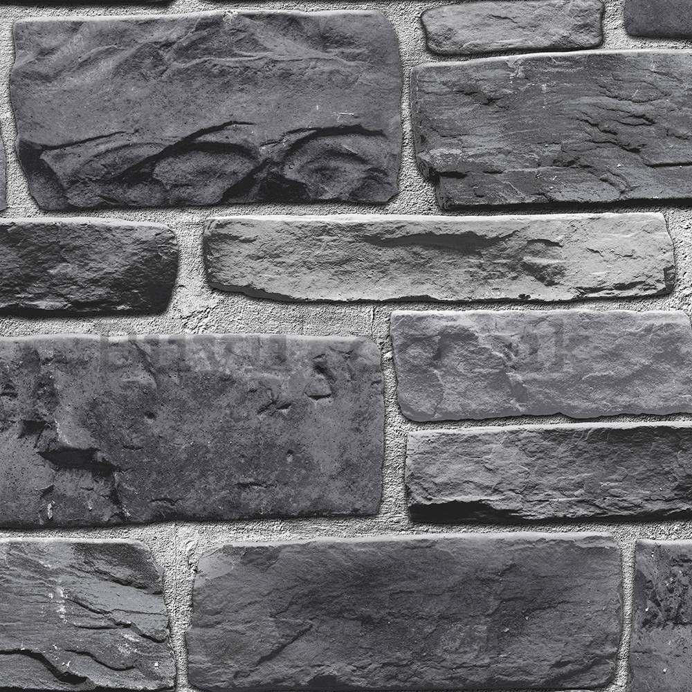 Vinyl wallpaper dark gray stone wall (1)