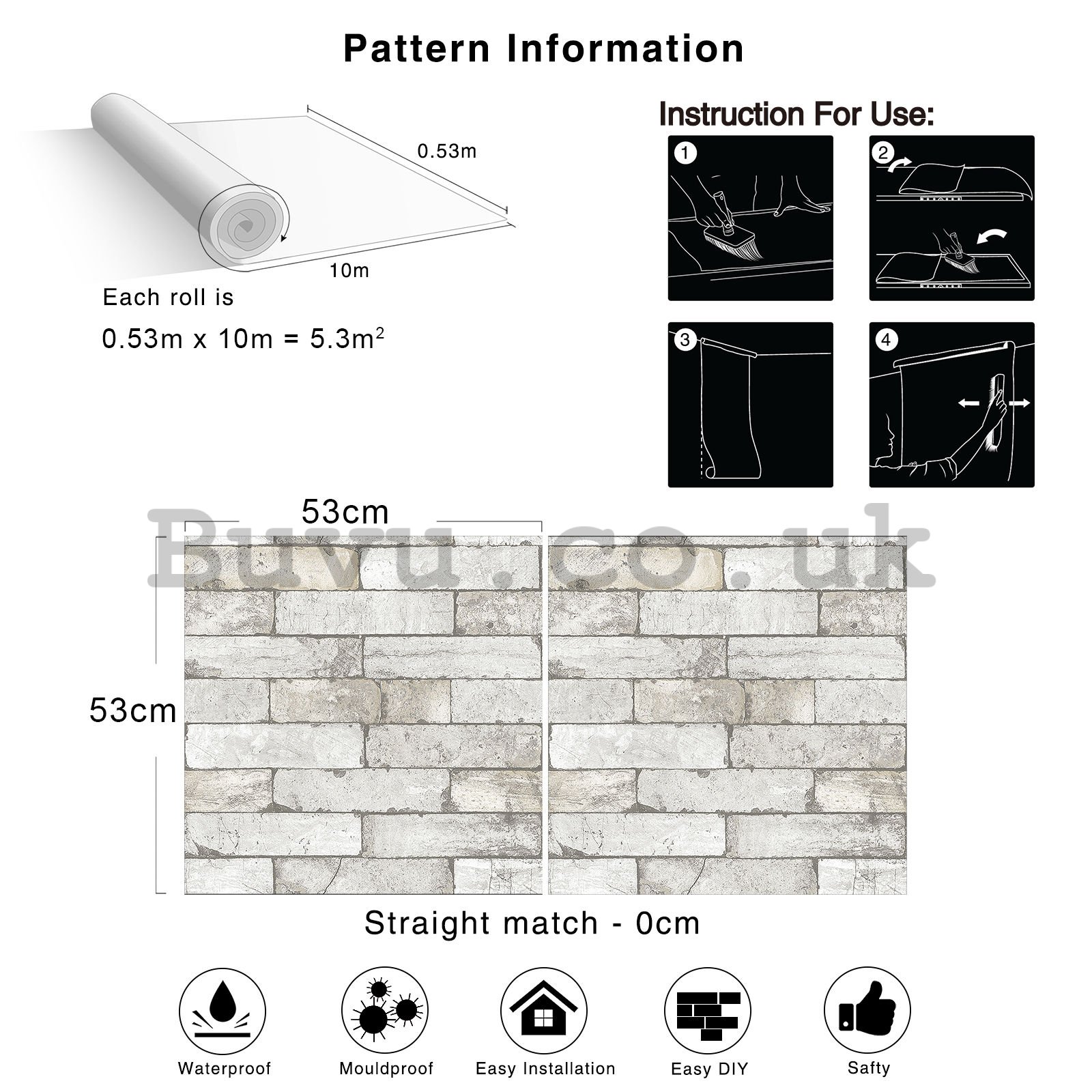 Vinyl wallpaper gray brick wall (7)