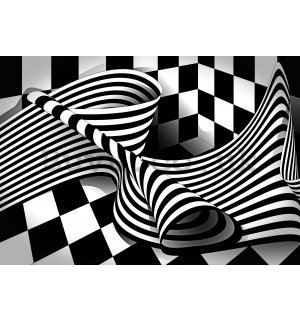 Wall mural vlies: Black and white illusion - 254x184 cm