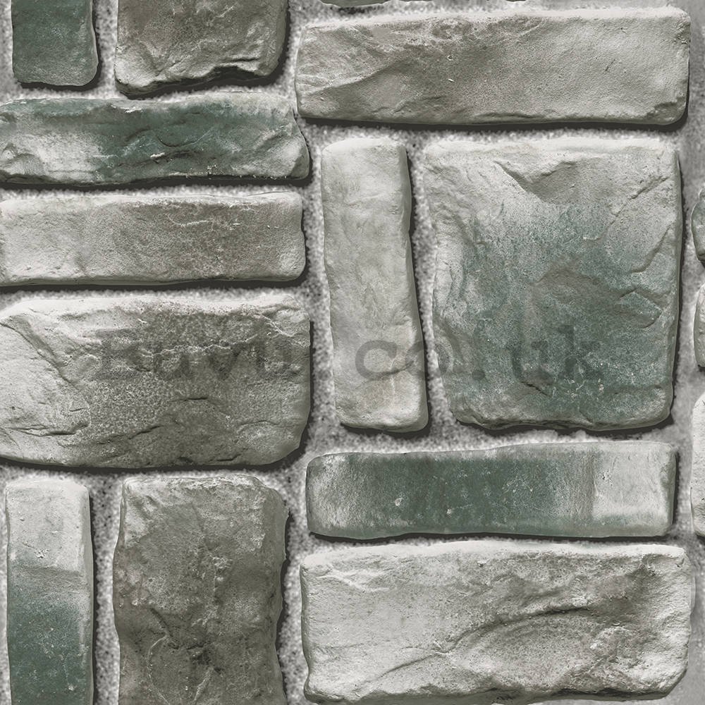 Vinyl wallpaper stone wall - big gray cubes