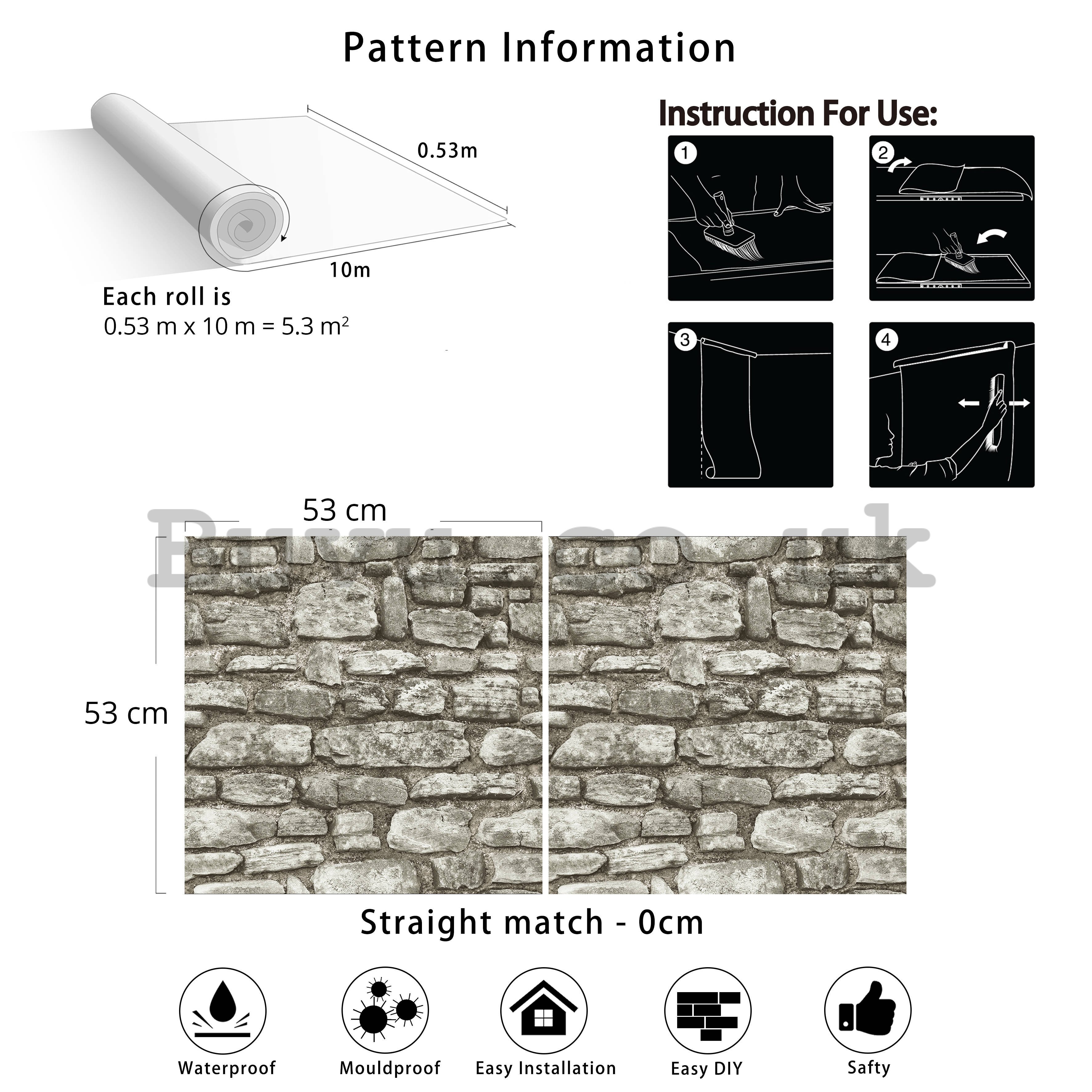 Vinyl wallpaper gray brick wall (5)