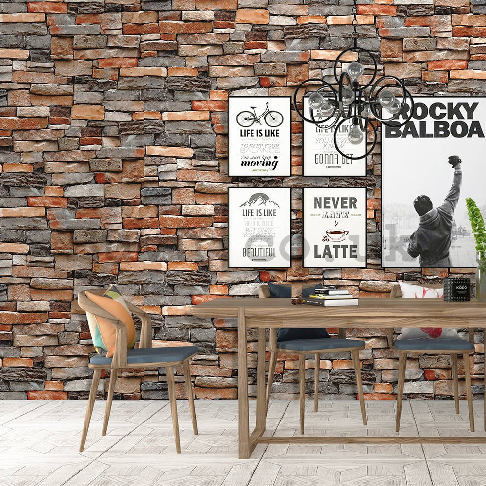 Vinyl wallpaper colored brick wall (2)