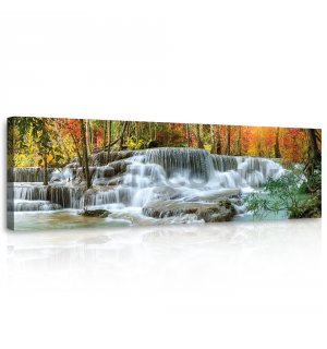 Painting on canvas: Forest waterfall - 145x45 cm