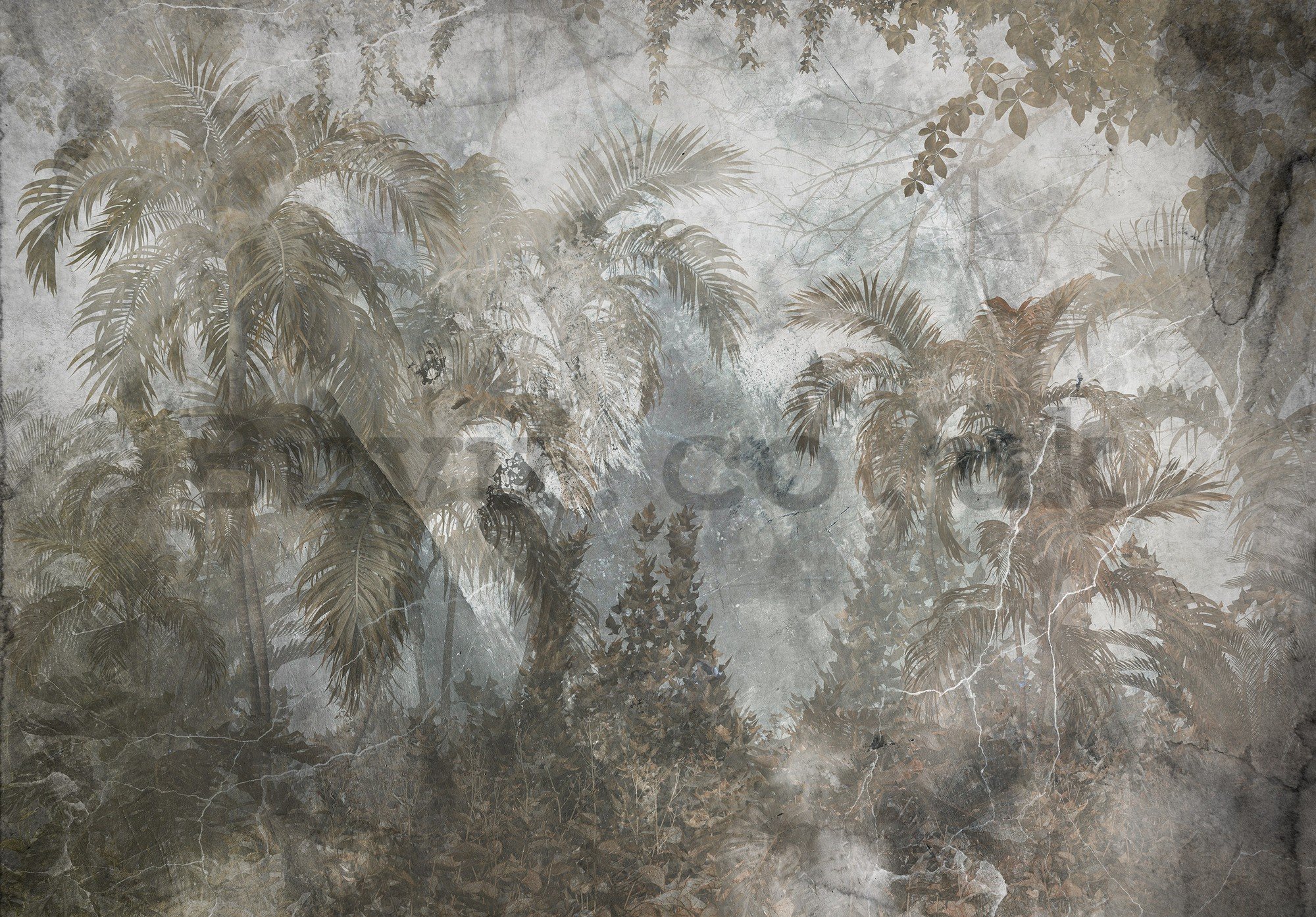 Wall mural vlies: Jungle (concrete imitation) - 254x184 cm