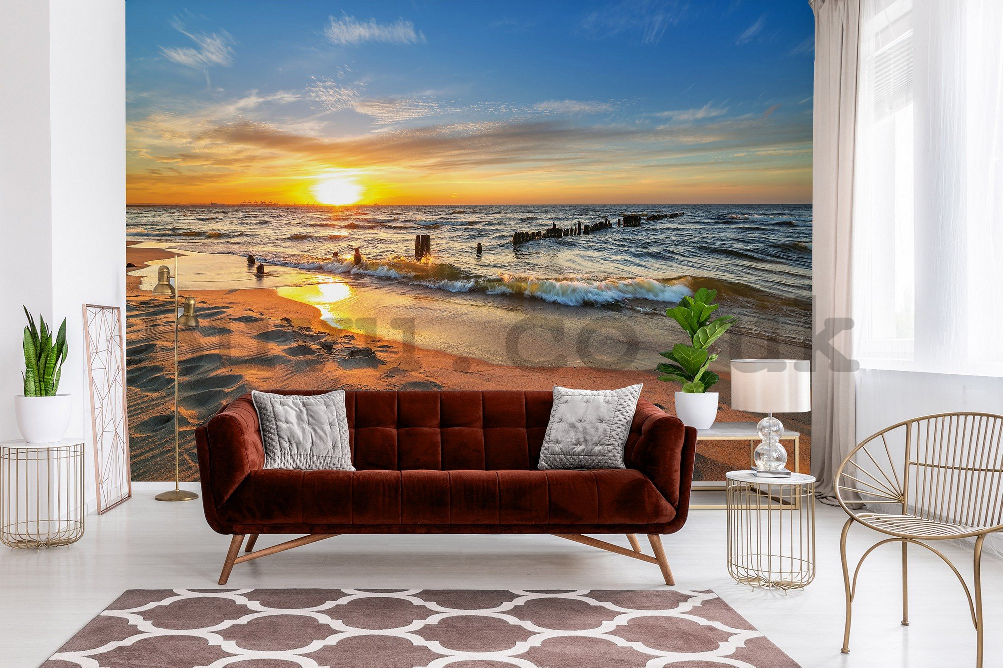 Wall mural vlies: Sunset at high tide - 254x184 cm